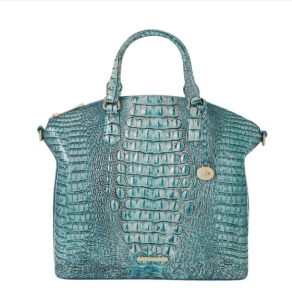 BRAHMIN LARGE DUXBURY MINERAL BLUE  Leather Satchel Handbag